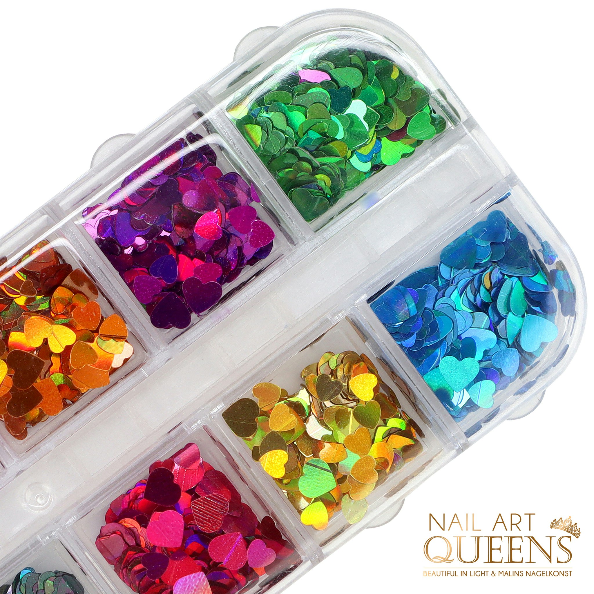 Glitter Hearts Multicolor 12PCS