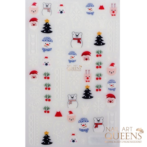 Stickers Christmas Cute Santa Snowman