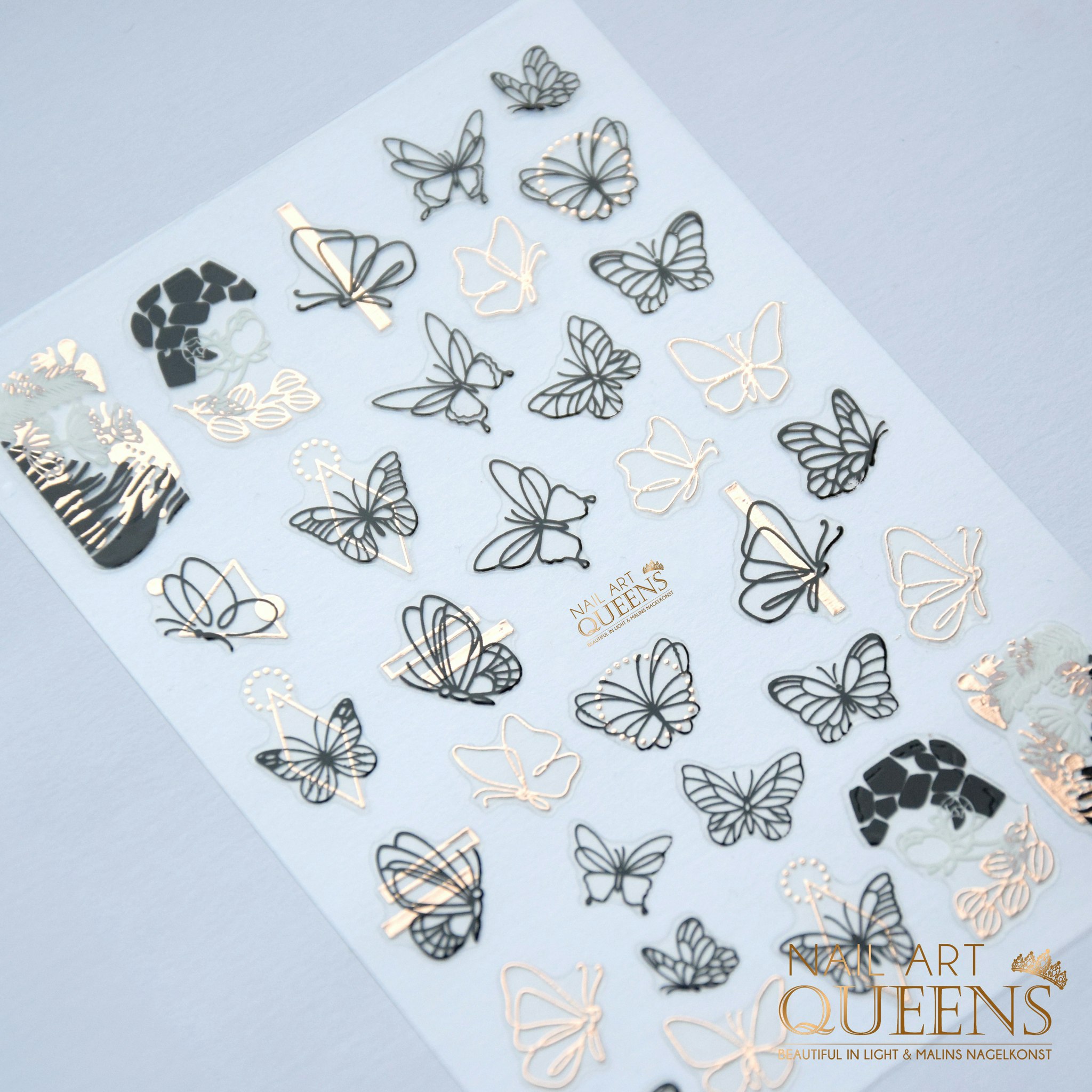 Stickers Black and Rose Gold Butterflies