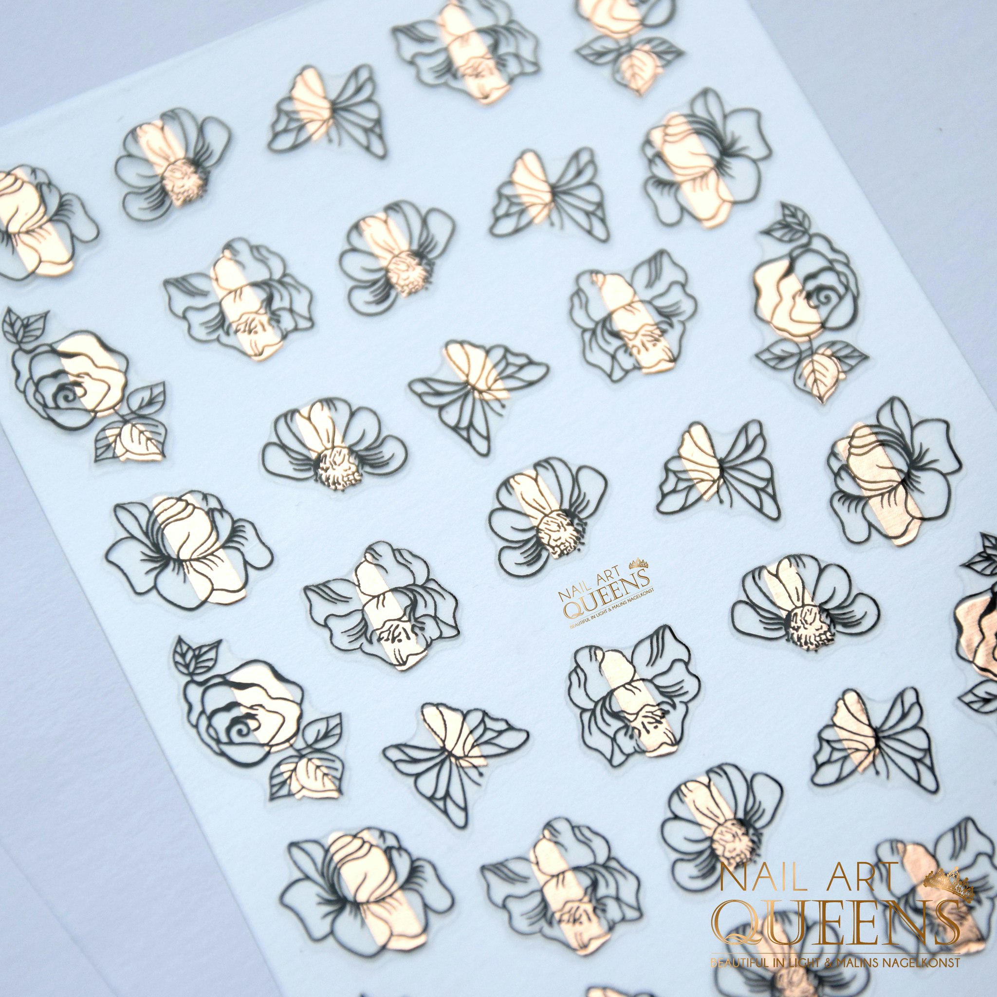 Stickers Black and Rose Gold Flowers