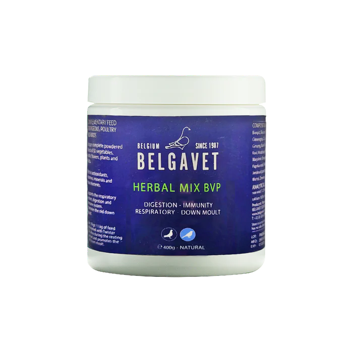 Belgavet Herbal Mix 400gr (Hjälper andningsorganen, matsmältningen och immunförsvaret). För duvor och fåglar