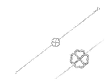 Armbånd med firkløver og diamanter  0,32ct 37stk(hvit, gul, rose)