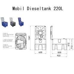 Mobil dieseltank 220l - 12V / 24 v / 230 v med eller utan lock