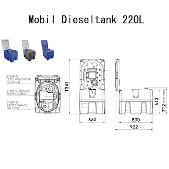 Mobil Adbluetank 220L utan lock, 12V