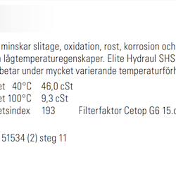 Elite Hydraulolja SHS 46 - 20 liter (dunk), 220 liter (fat), 1000 liter (IBC)