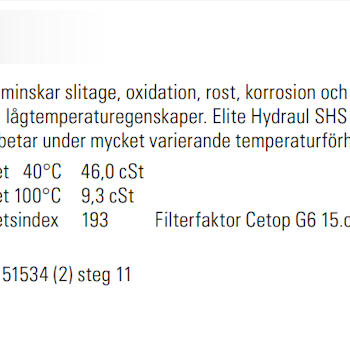 Elite Hydraulolja SHS 46 - 20 liter (dunk), 220 liter (fat), 1000 liter (IBC)