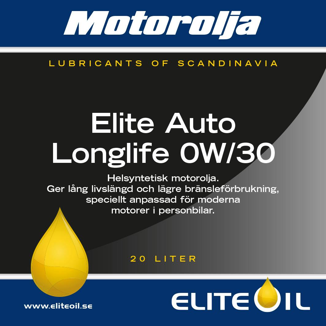 Elite Auto Long Life Motorolja 0W/30 - 20 liter (dunk), 208 liter (fat)