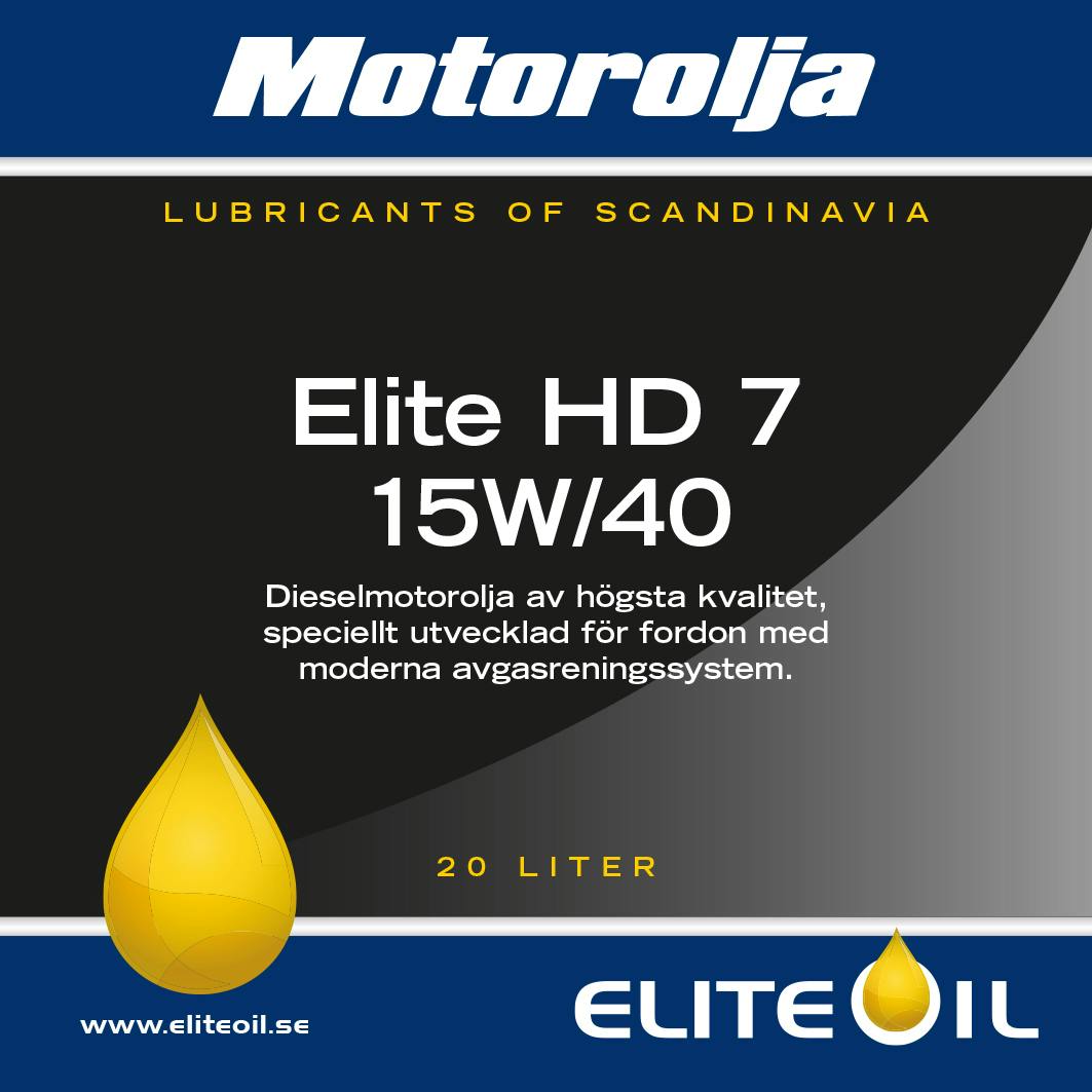 Elite HD 7 Motorolja 15W/40 - 20 liter (dunk), 208 liter (fat), 1000 liter (ibc)