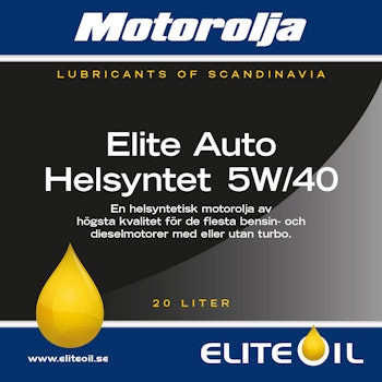 Elite Auto Helsyntet Motorolja 5W/40 - 20 liter (dunk), 208 liter (fat)