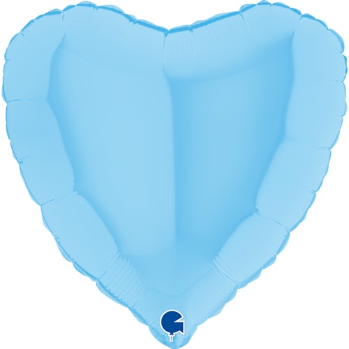 Folieballong - Hjärta Pastellblått Matt 46 cm