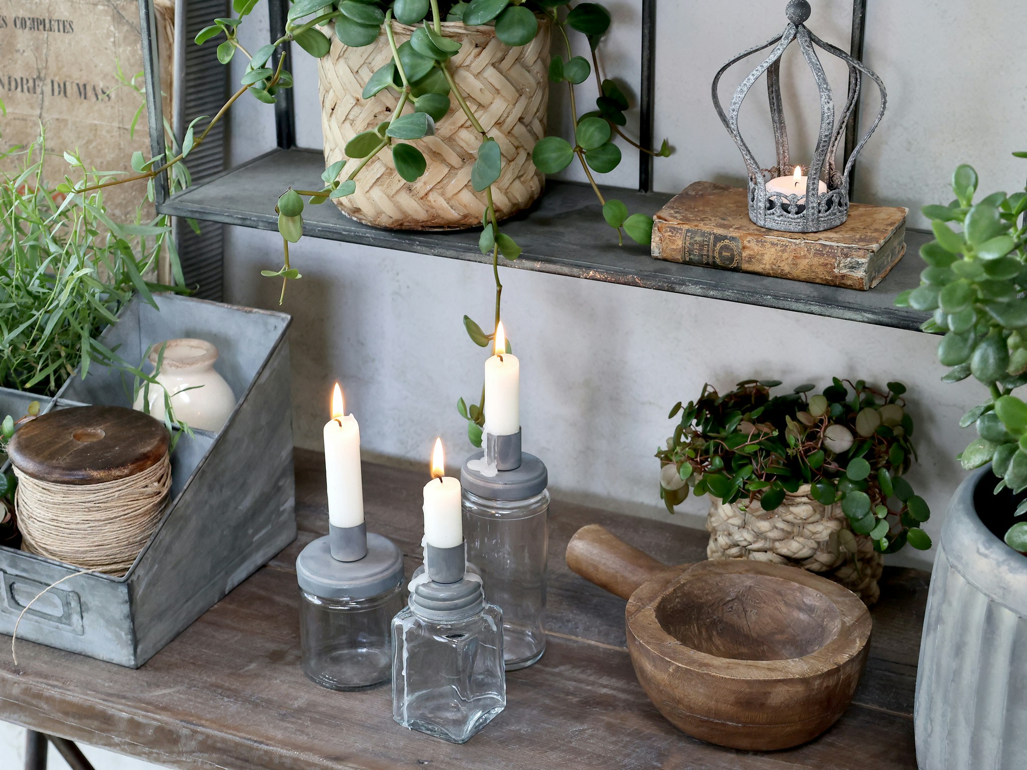 Lysestage m. glas Stor