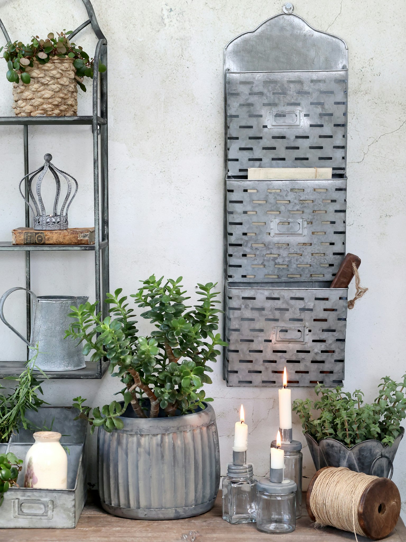 Lysestage m. glas Stor