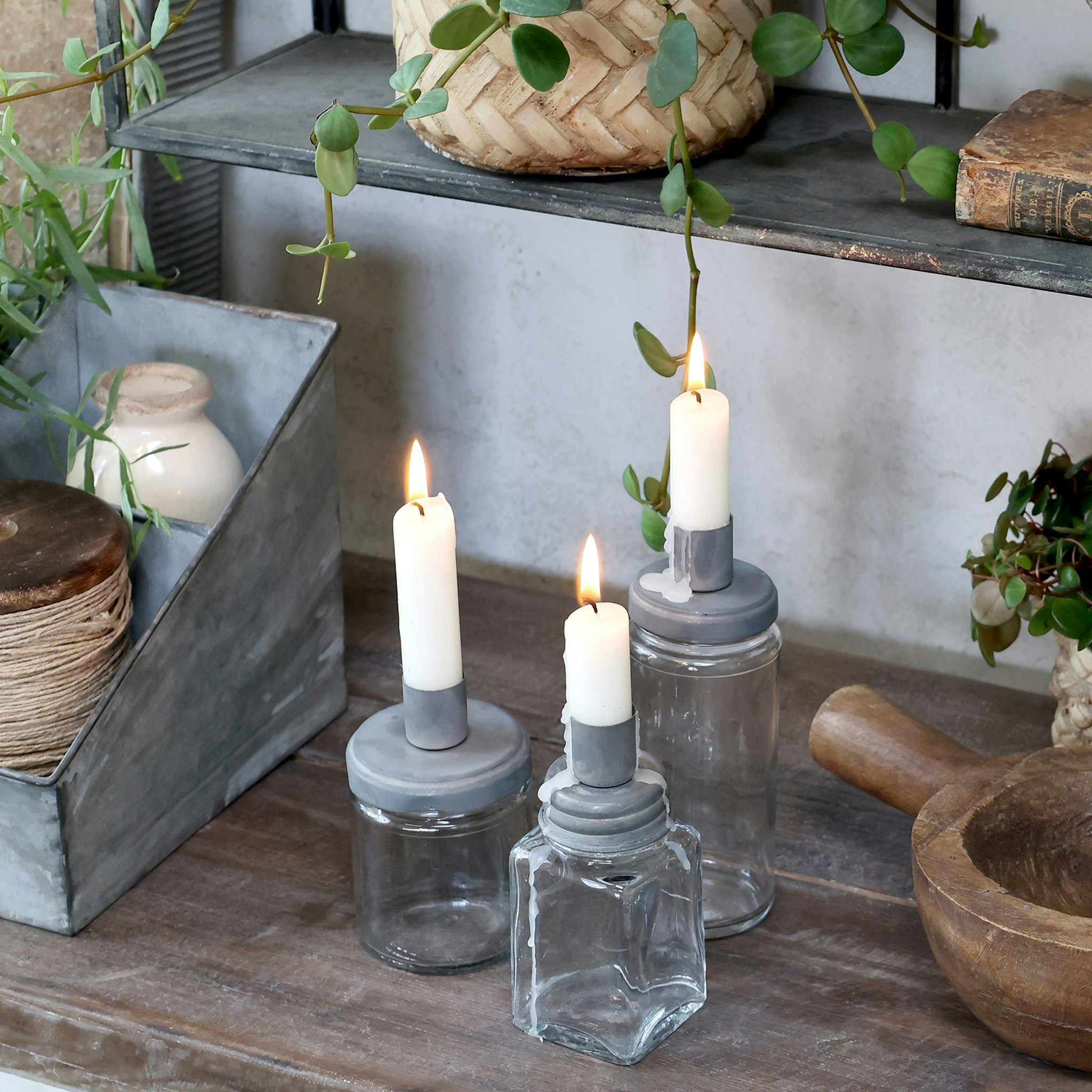 Lysestage m. glas Stor