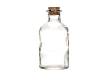 Klar glasflaske mellem