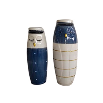 Ugle vase med blå hue
