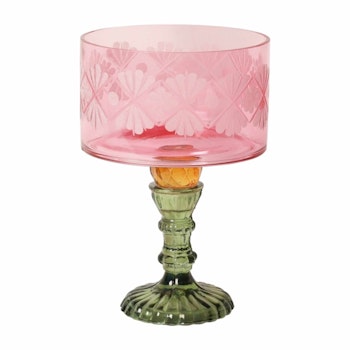Glas etagere, pink/gul/grøn