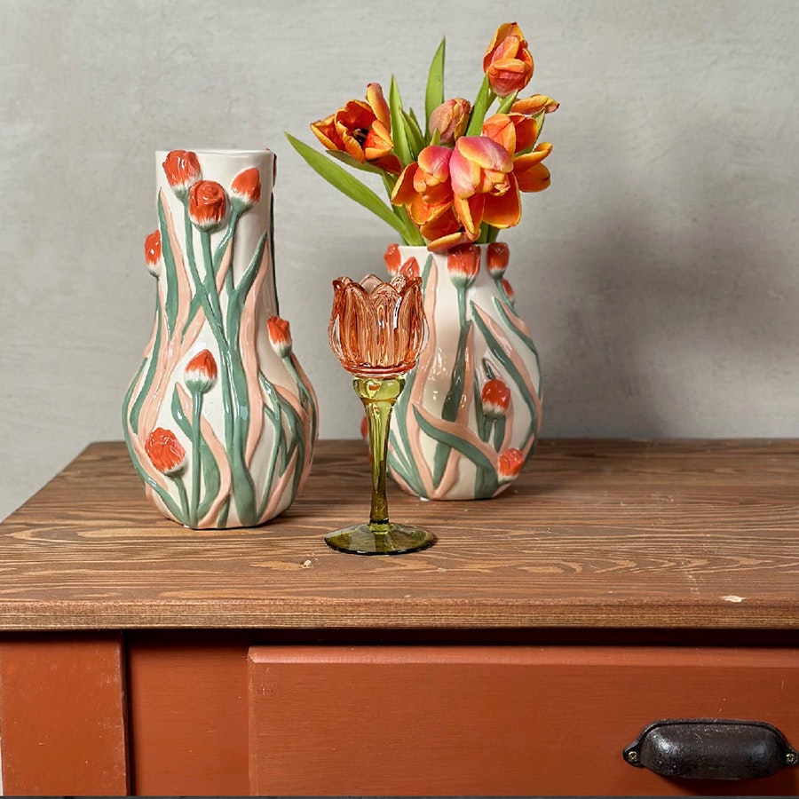 BOTANICA Håndmalet vase tulipan