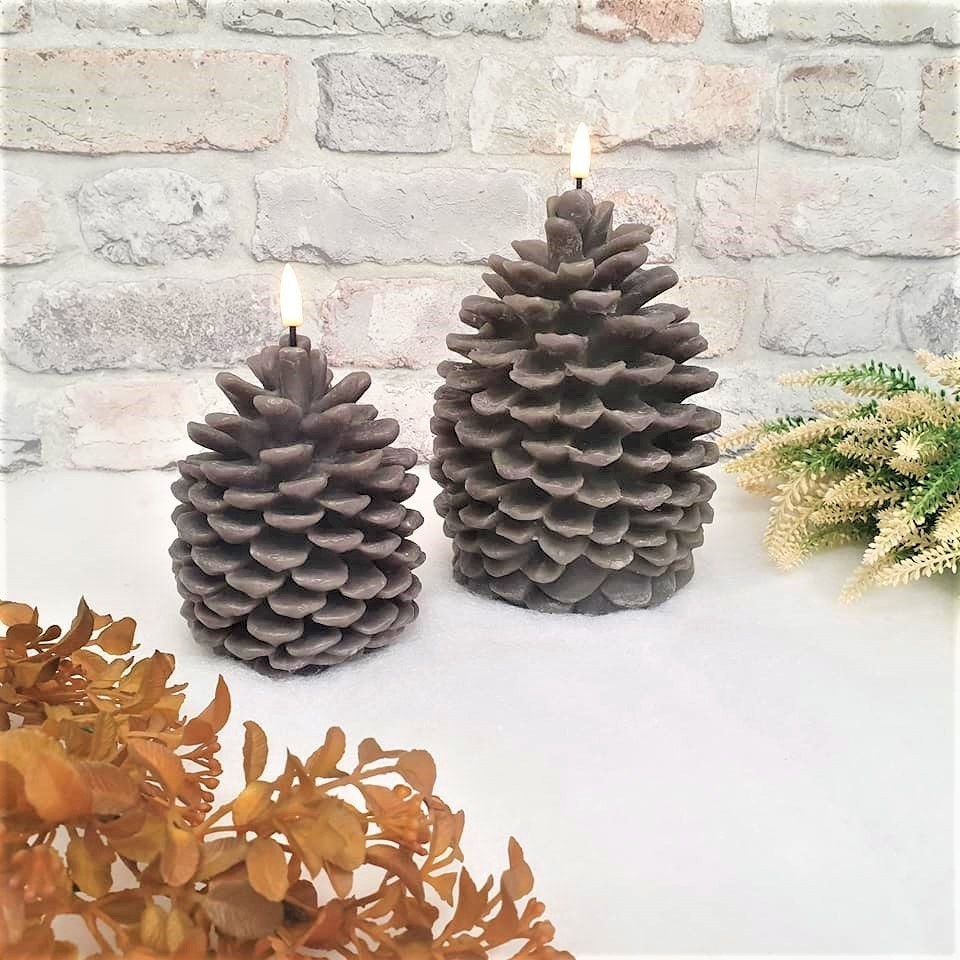 Ledlys kogle brun H 19 cm