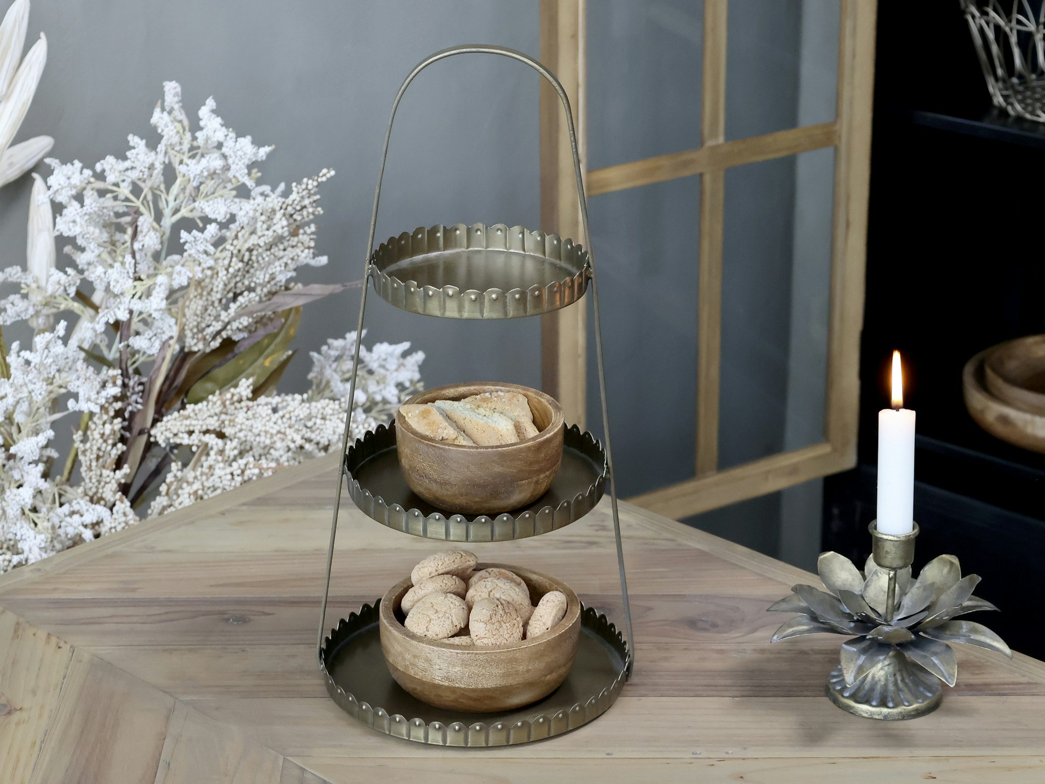 Etagere, antique messing