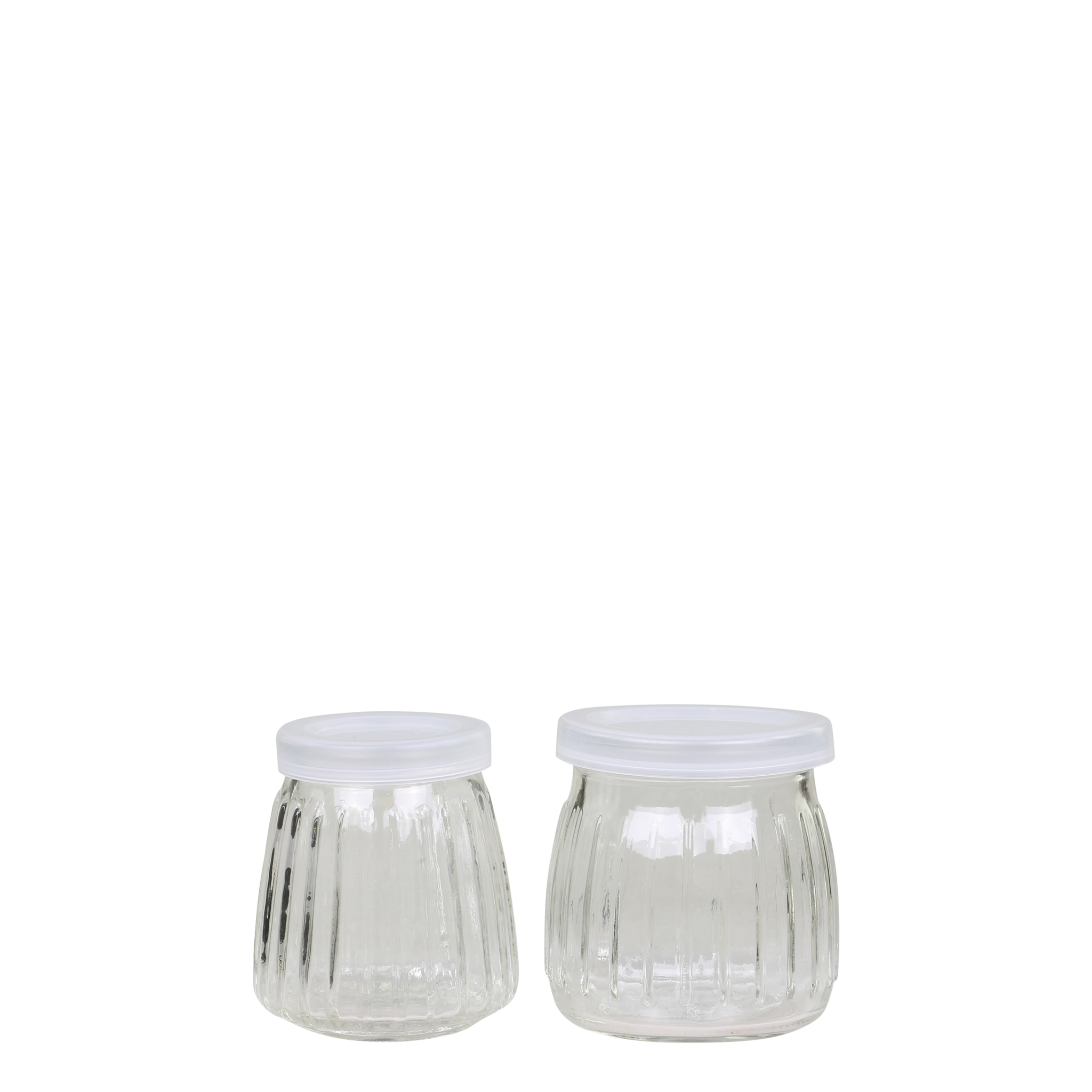 Opbevaringsglas m. riller & låg sæt af 2