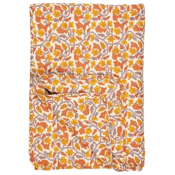 Quilt naturfarvet m/grå, gule og orange vinranker