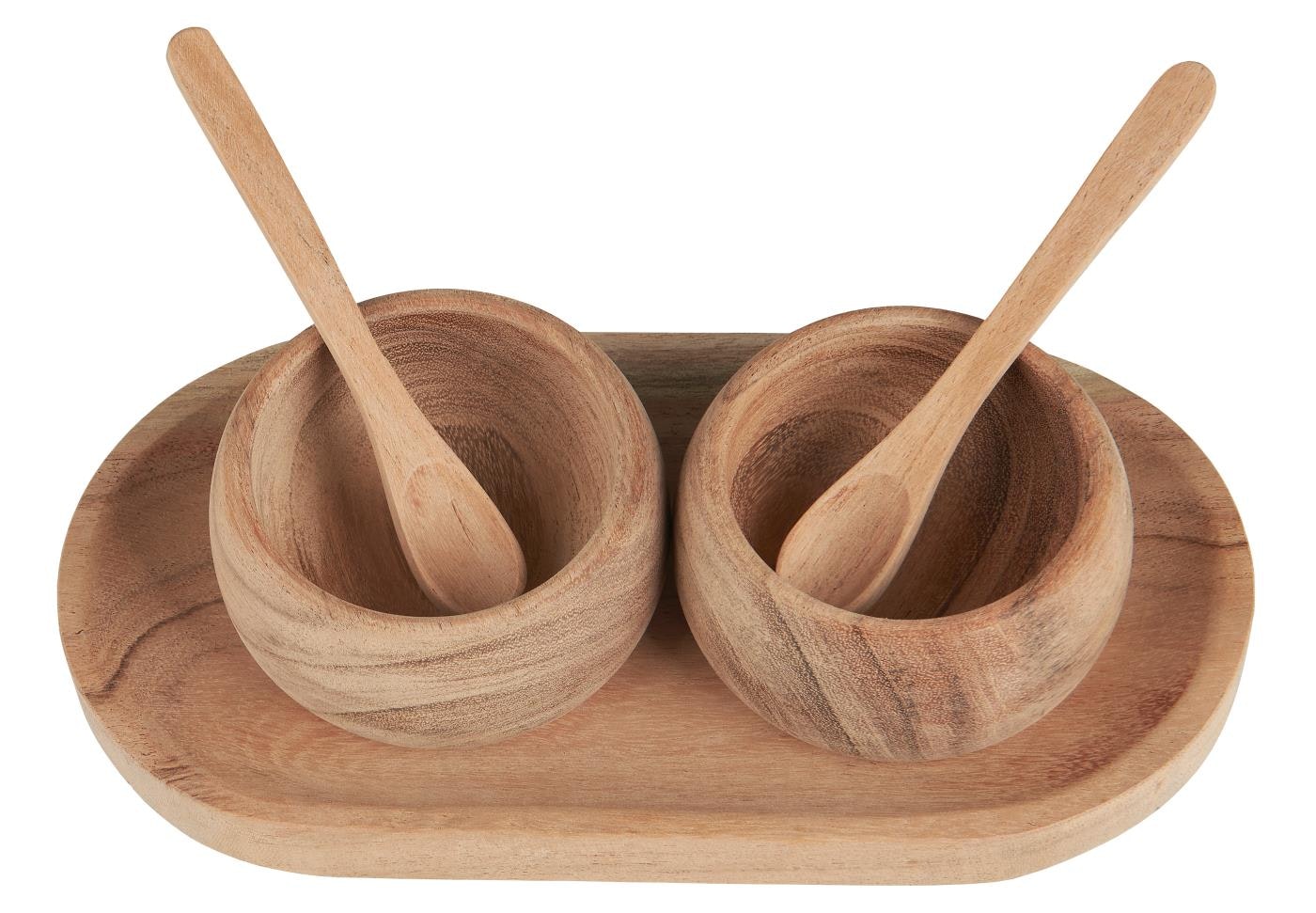 Bakke m/2 skåle og 2 skeer akacietræ