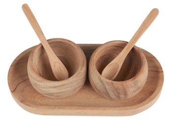 Bakke m/2 skåle og 2 skeer akacietræ