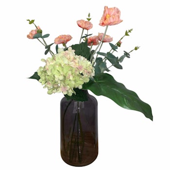 Buket m/Hortensia og grøn blad