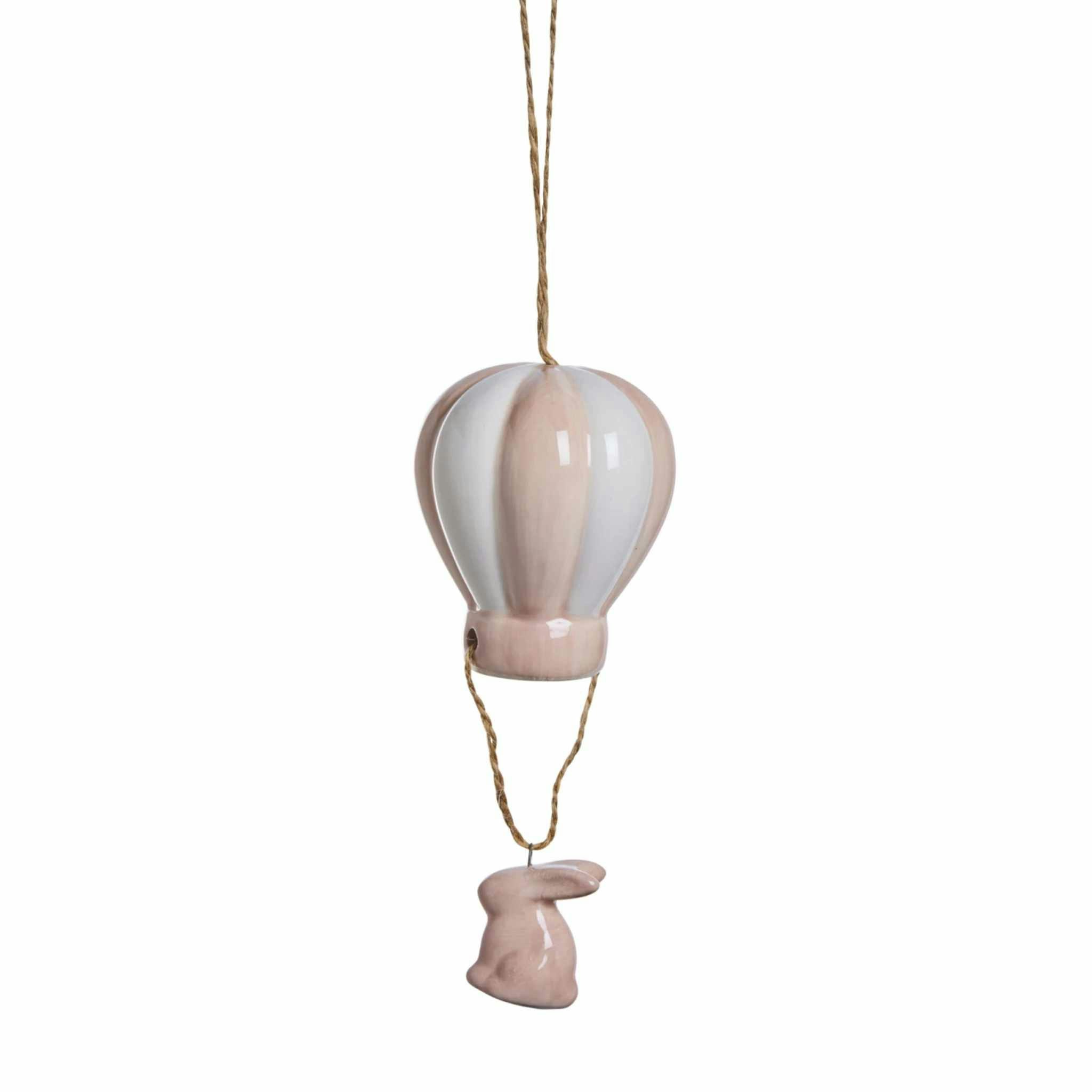 Kanin i luftballon keramik Rosa