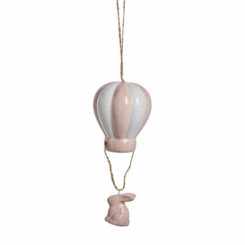 Kanin i luftballon keramik Rosa