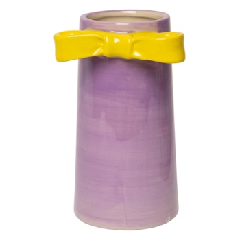 Vase med sløjfe Lilla/gul