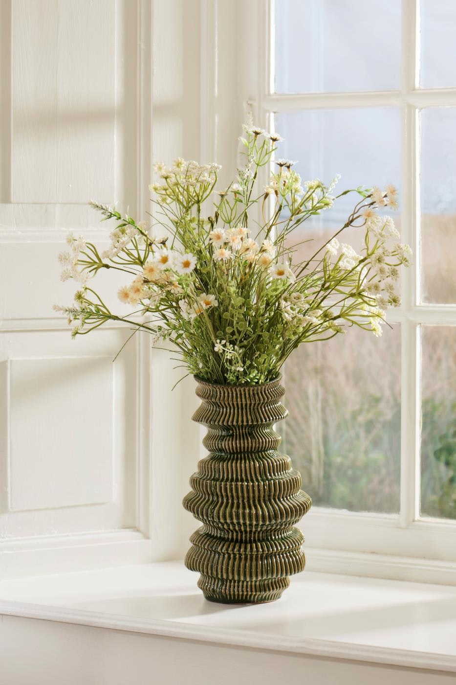 Vase m/riller Sculpture grøn