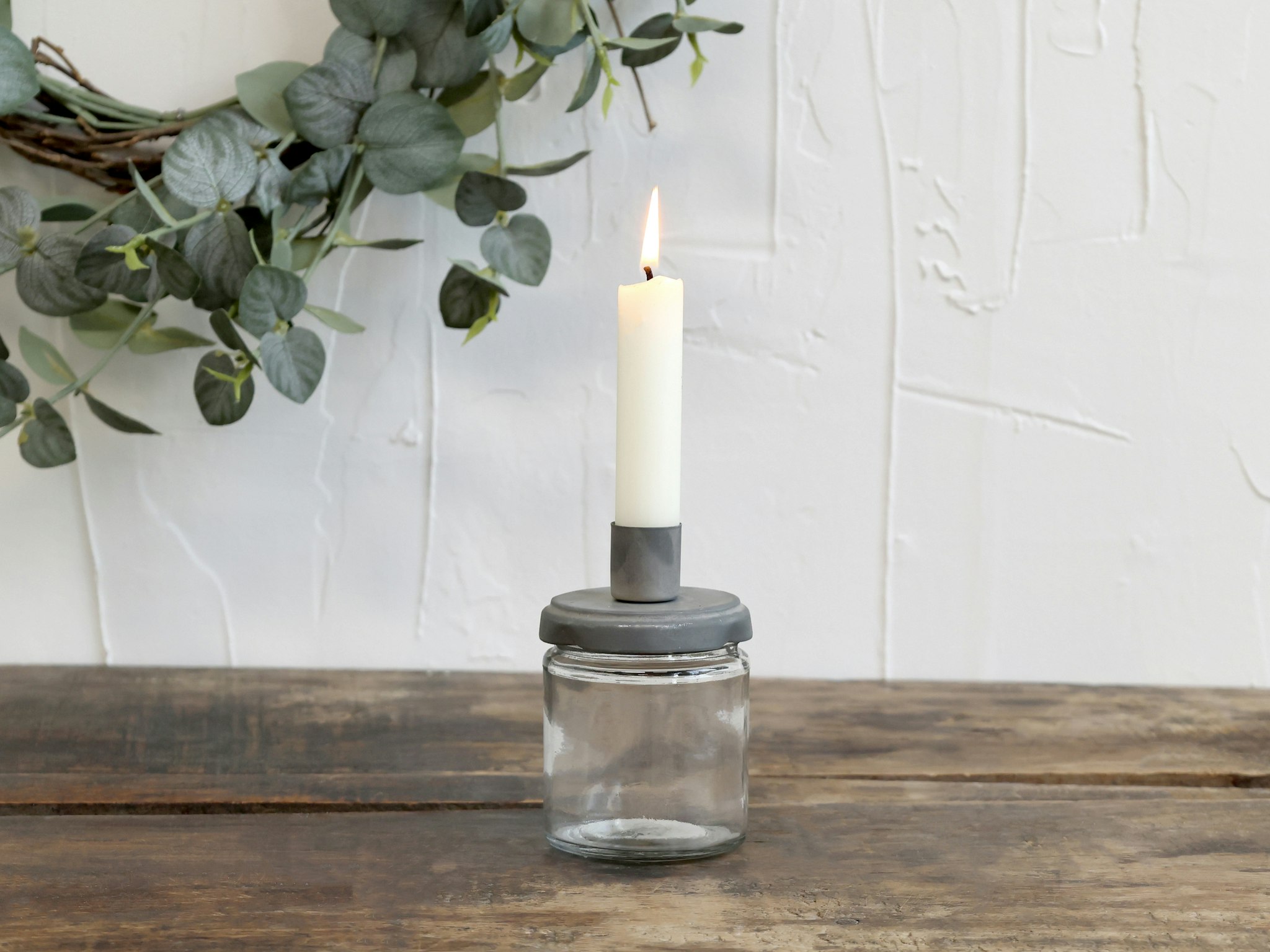 Lysestage m. glas Mellem