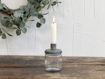 Lysestage m. glas Mellem