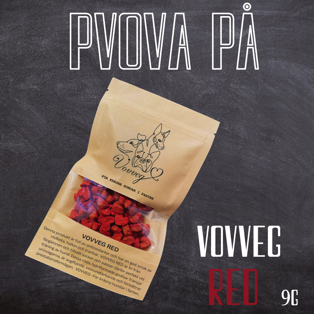 VOVVEG RED- Sockerfritt, vegetabiliskt, kalorisnålt hundgodis. 9g/påse