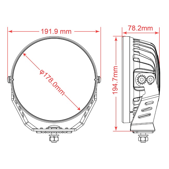 7" Lightstorm rund ekstralys med parklys