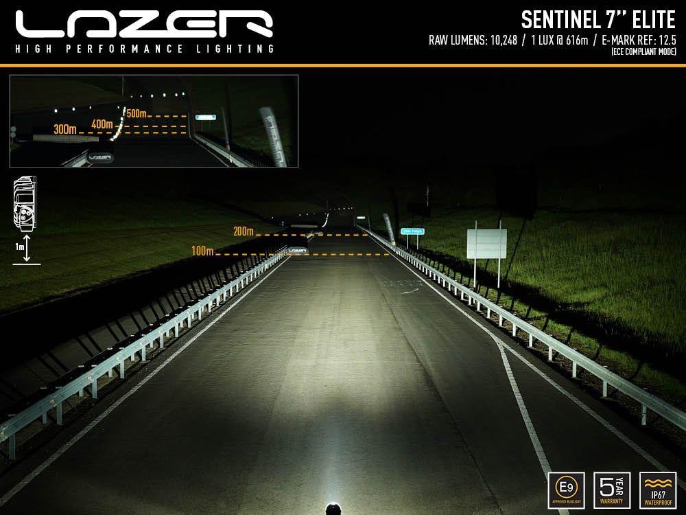 LAZER Sentinel Elite Black 7" ekstralys, 10.248 lumen med Boost
