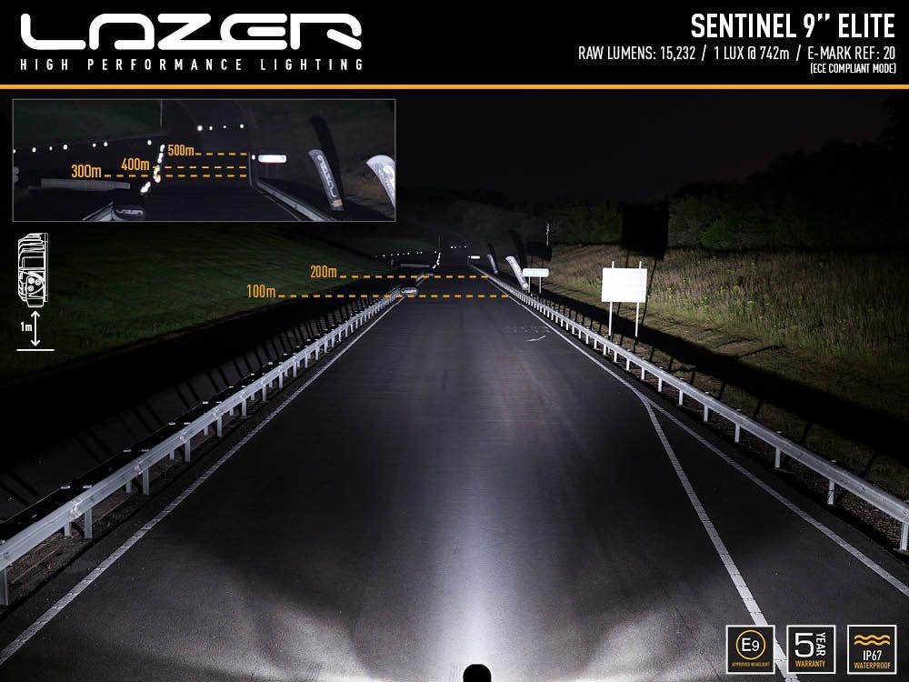 LAZER Sentinel Elite Black 9" ekstralys, 15.232 lumen med Boost