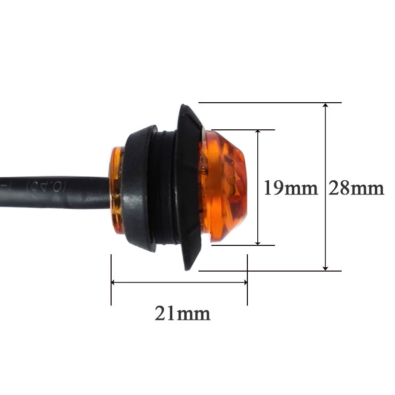 1LED Markeringslys universal runde 10-30volt, HVIT