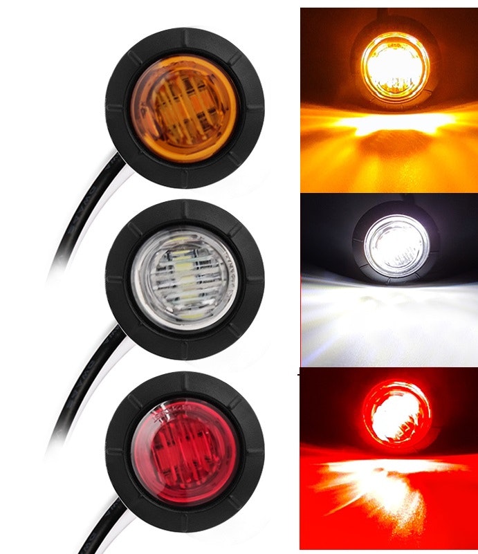 1LED Markeringslys universal runde 10-30volt, HVIT
