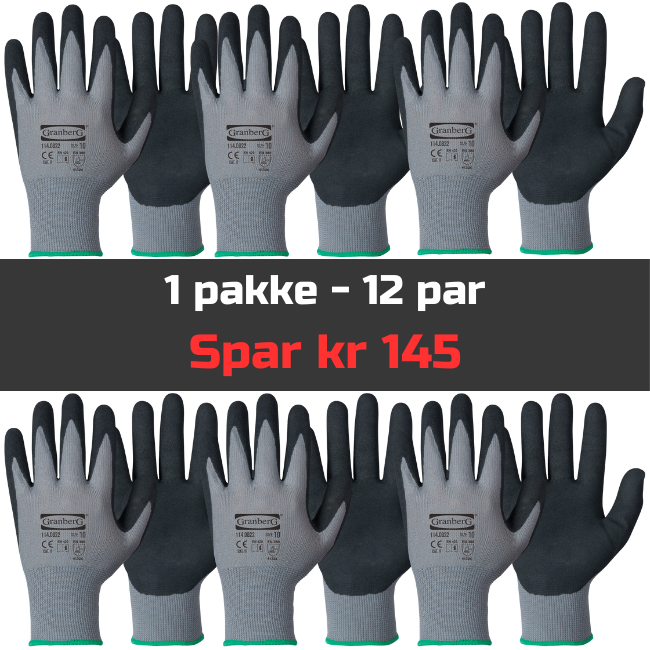 Monteringshansker med gripflate 12par - 114.0822 Bestselger!