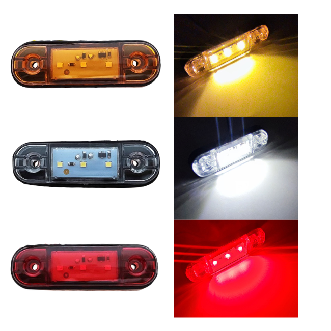 3LED Markeringslys Universal, Klart glass - Flere farger