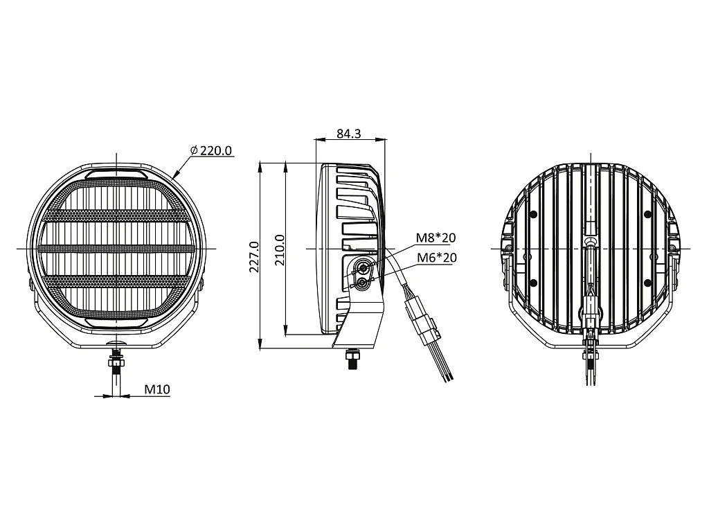 OZZ XR2 9" LED fjernlys Hvit/svart