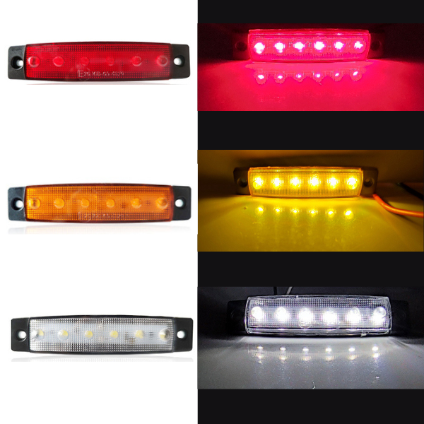 6LED Markeringslys universal, 10-30v - Flere farger