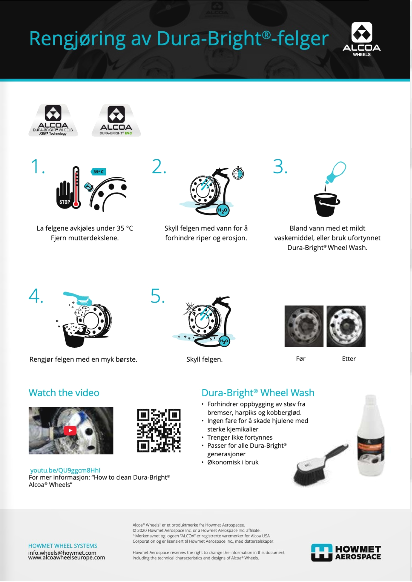 Alcoa Durabright startkit, rengjøringssett for alufelg
