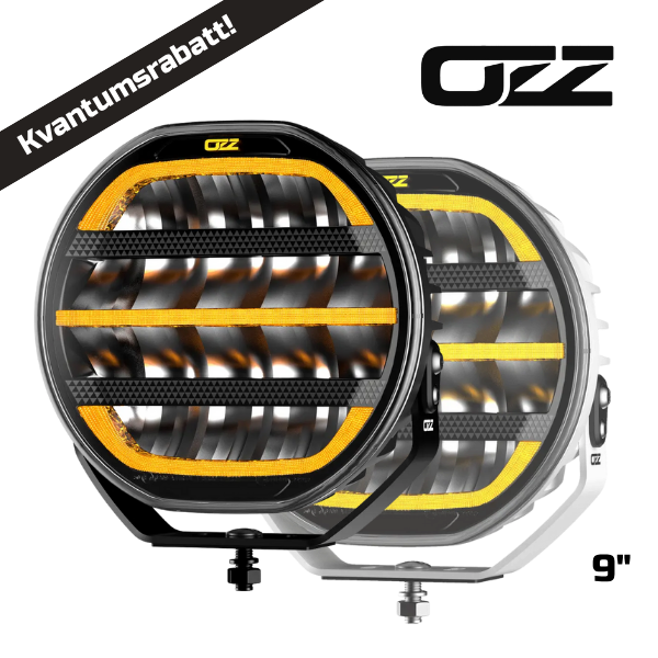 OZZ XR2 9" LED fjernlys Hvit/svart