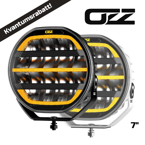 OZZ XR2 7" LED fjernlys Hvit/svart