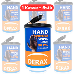 6stk Derax Hand and Tool wipes 90stk