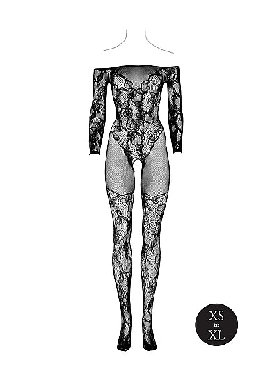 Bodystocking with Off-Shoulder Long Sleeves - One Size