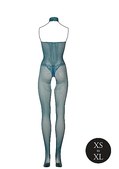 Fishnet and Lace Bodystocking - One Size - Blå